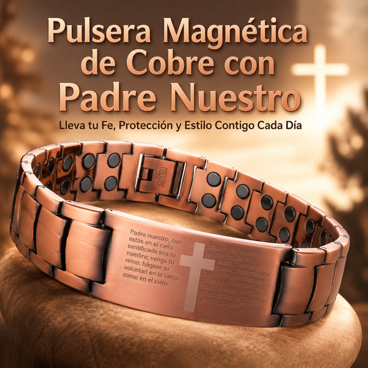 Pulsera Magnética de Cobre con Padre Nuestro🙏